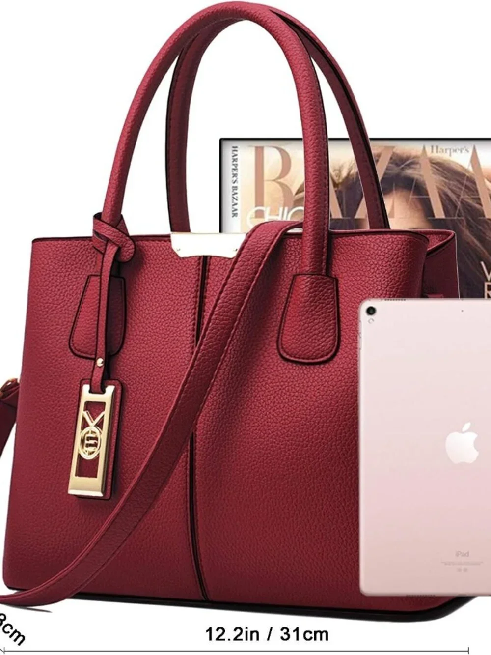 Women's D Wine Shoulder Tote Bags Top Handle Satchel Purses and Handbags
